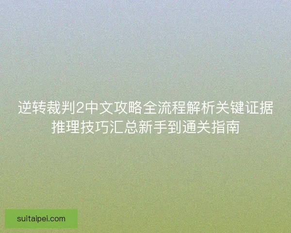 逆转裁判2中文攻略全流程解析关键证据推理技巧汇总新手到通关指南
